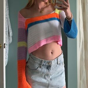 Colorful Patchwork Knit Sweater